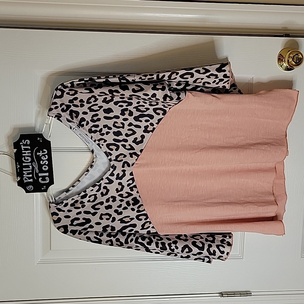 Misslook Blouse Medium Black Beige Pink Animal Print